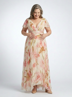 Elara | Sukienka maxi z krótkim rękawem i dekoltem w kształcie V